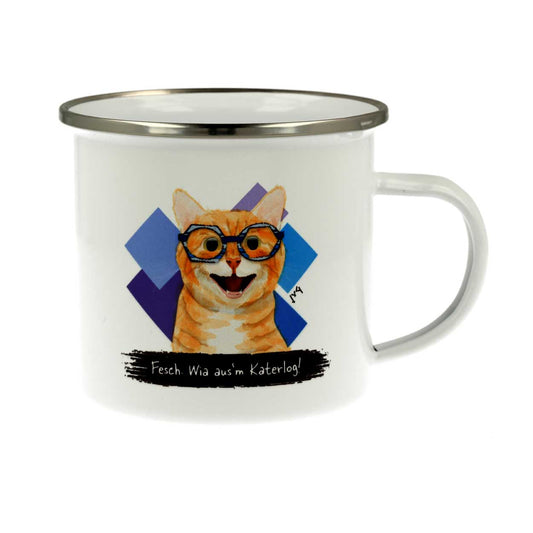 JvG Emaille-Tasse Katze