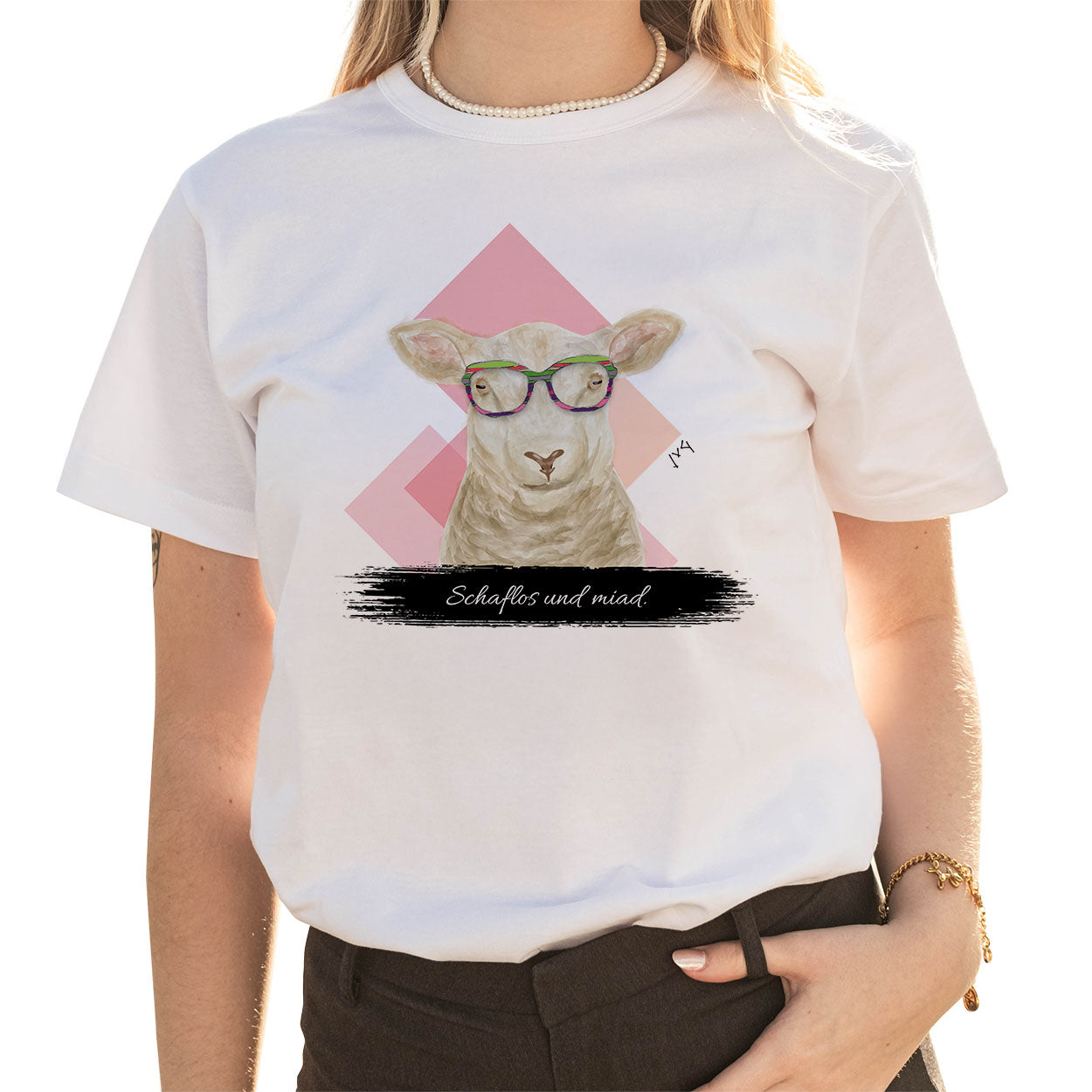 JvG T-Shirt Schaf "Schaflos und miad."